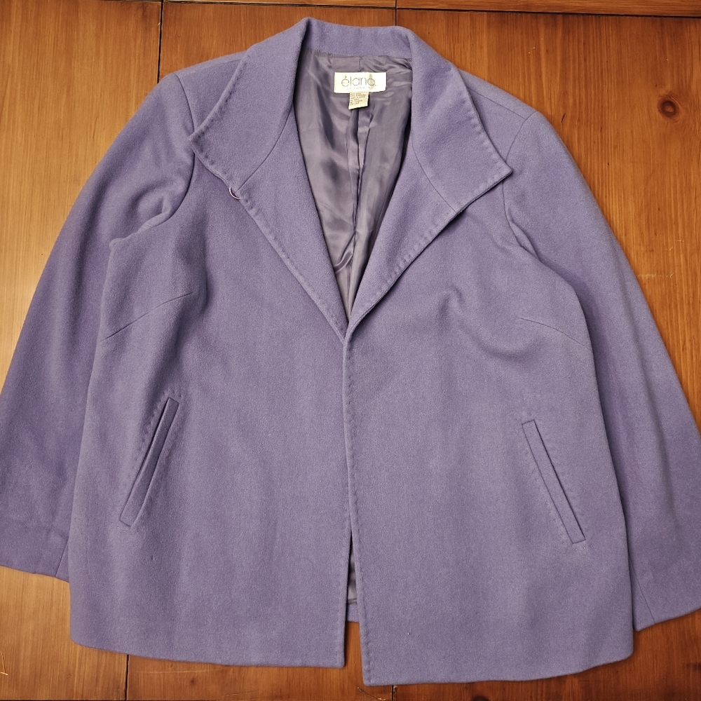 Vintage‎ Wool Cashmere Lined Overcoat Purple Women's 16 EUC élana By Tanner